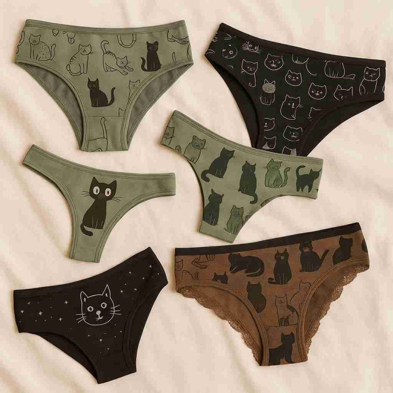 Getragene Damen-Slips mit niedlichen Katzenmotiven – verspielt, individuell & mit Pfiff